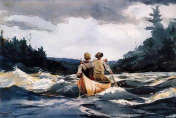 Winslow Homer : Canoe in the Rapids